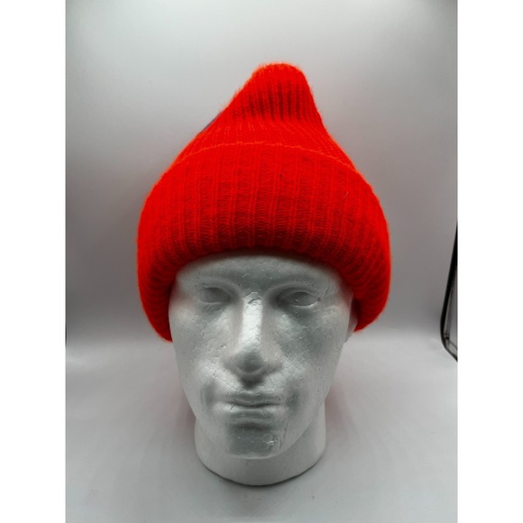 Vintage Made in the USA Knit Beannie BULK Logo Red Stretch Soft NEW OLD STOCK - Picture 3 of 11